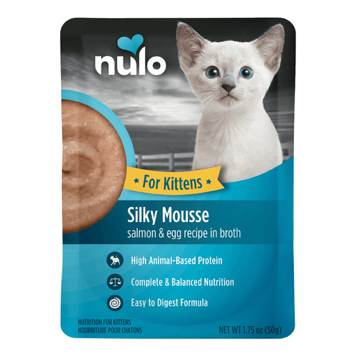 Nulo Silky Mousse Kitten Salmon & Egg Recipe for Cats - 1.75 oz pouch - front package