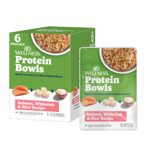 Wellness Protein Bowls Salmon, Whitefish & Rice — 6.2-oz, case of 12; Case of 12 × 6.2-oz containers