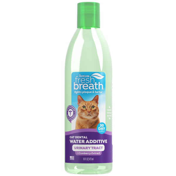 TropiClean Fresh Breath Dental Water Additive + Urinary Tract Support for Cats — 16 oz retail package