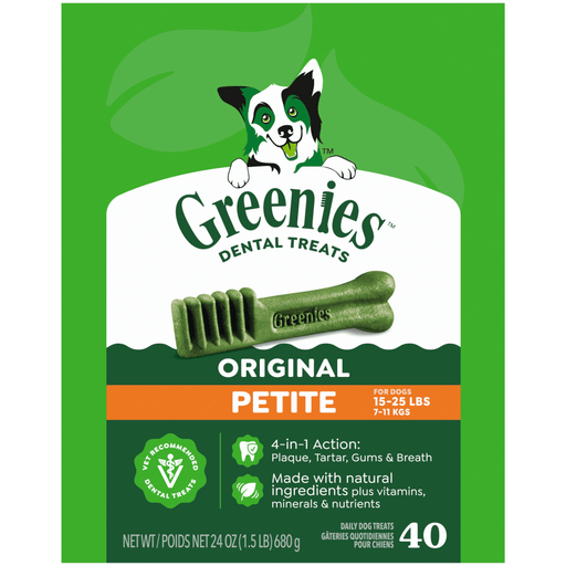Greenies Original Dental Dog Chews Petite — manufacturer recipe-family image; package size may differ