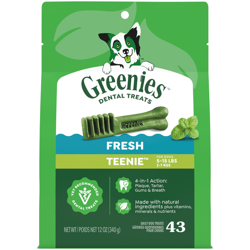 Greenies Fresh Mint Dental Dog Treats Teenie — manufacturer recipe-family image; package size may differ