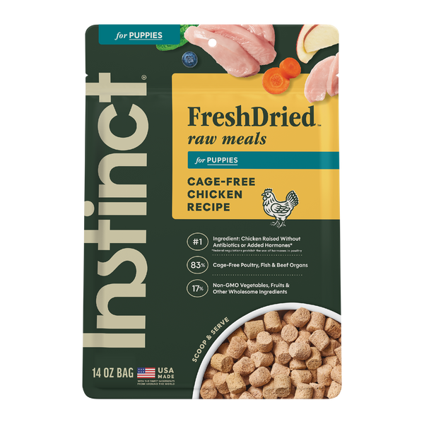 Instinct FreshDried Raw Meals for Puppies Chicken Recipe dog 14 oz. product benefits and recipe information