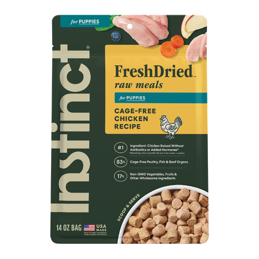 Instinct FreshDried Raw Meals for Puppies Chicken Recipe dog 14 oz. product benefits and recipe information