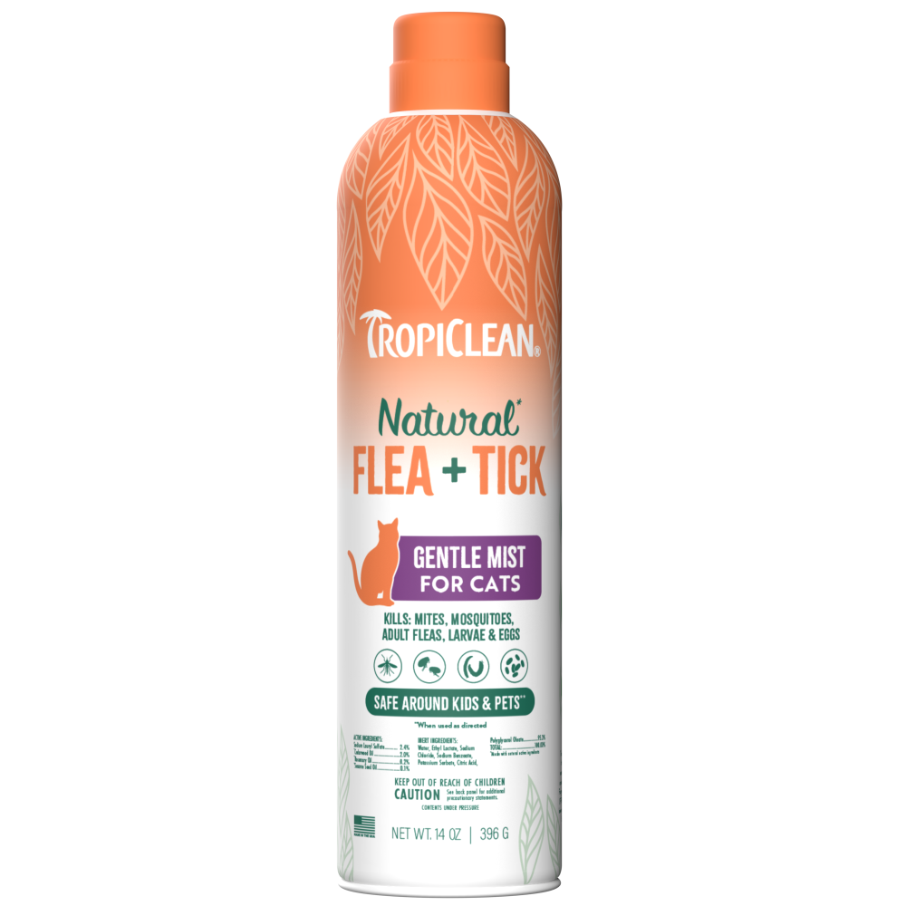 TropiClean Natural Flea + Tick Cat + Home Easy Mist Spray — 14 oz retail package