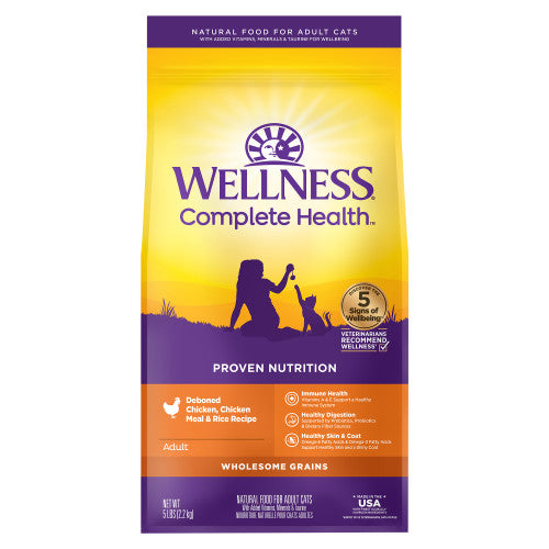 Wellness Complete Health  Deboned Chicken, Chicken Meal & Rice Wholesome Grains — 5-lb bag; 5-lb bag (one bag)