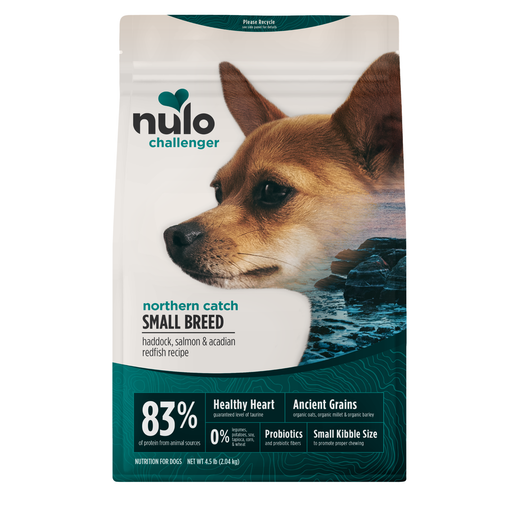Nulo Challenger Small Breed Organic Ancient Grains Haddock, Salmon & Acadian Redfish Recipe for Dogs - 4.5 lb bag - front package