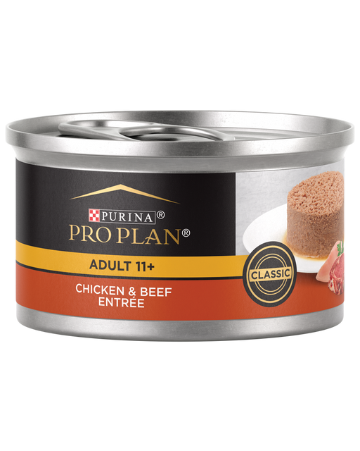 Purina Pro Plan Senior Adult 11+ Chicken & Beef Entrée Classic Wet Cat Food — 3-oz, case of 24