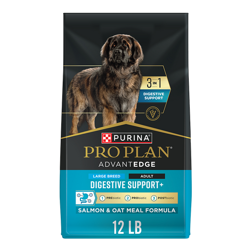 Purina Pro Plan AdvantEDGE Large Breed Adult Digestive Support+ Salmon & Oat Meal Formula Dry Dog Food — 12 lb bag
