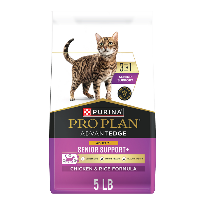 Purina Pro Plan AdvantEDGE Adult 7+ Senior Support+ Chicken & Rice Formula Dry Cat Food — 5 lb bag