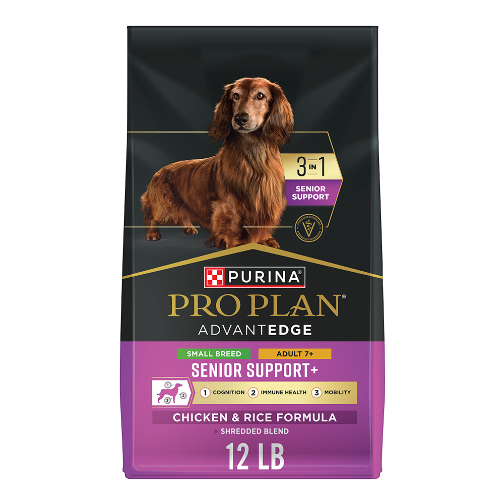 Purina Pro Plan AdvantEDGE Small Breed Adult 7+ Senior Support+ Shredded Blend Chicken & Rice Formula Dry Dog Food — 12 lb bag