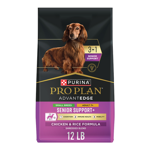 Purina Pro Plan AdvantEDGE Small Breed Adult 7+ Senior Support+ Shredded Blend Chicken & Rice Formula Dry Dog Food — 12 lb bag