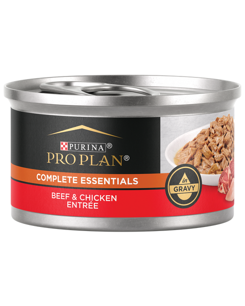 Purina Pro Plan Complete Essentials Beef & Chicken Entrée in Gravy Wet Cat Food — 3-oz, case of 24