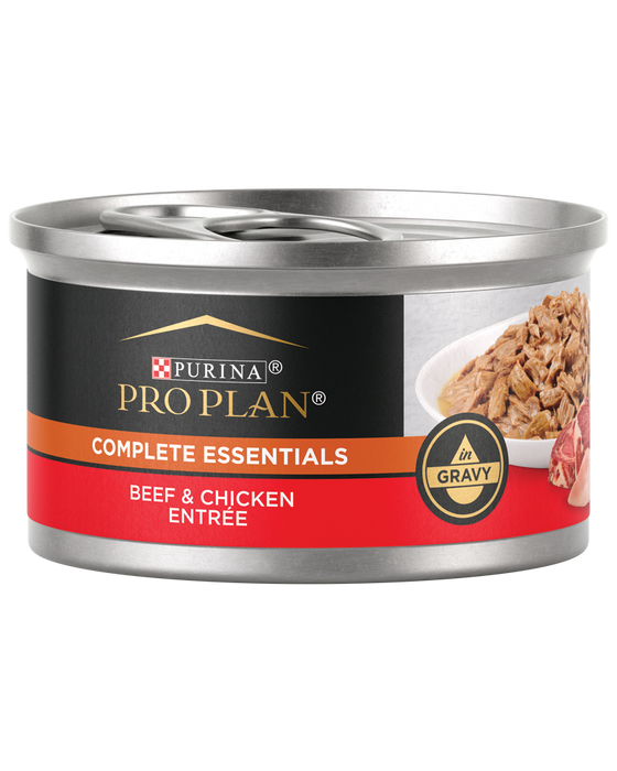 Purina Pro Plan Complete Essentials Beef & Chicken Entrée in Gravy Wet Cat Food — 3-oz, case of 24