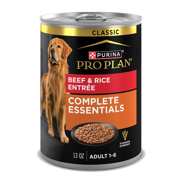Purina Pro Plan Complete Essentials Adult Beef & Rice Entrée Classic Wet Dog Food — 13-oz, case of 12