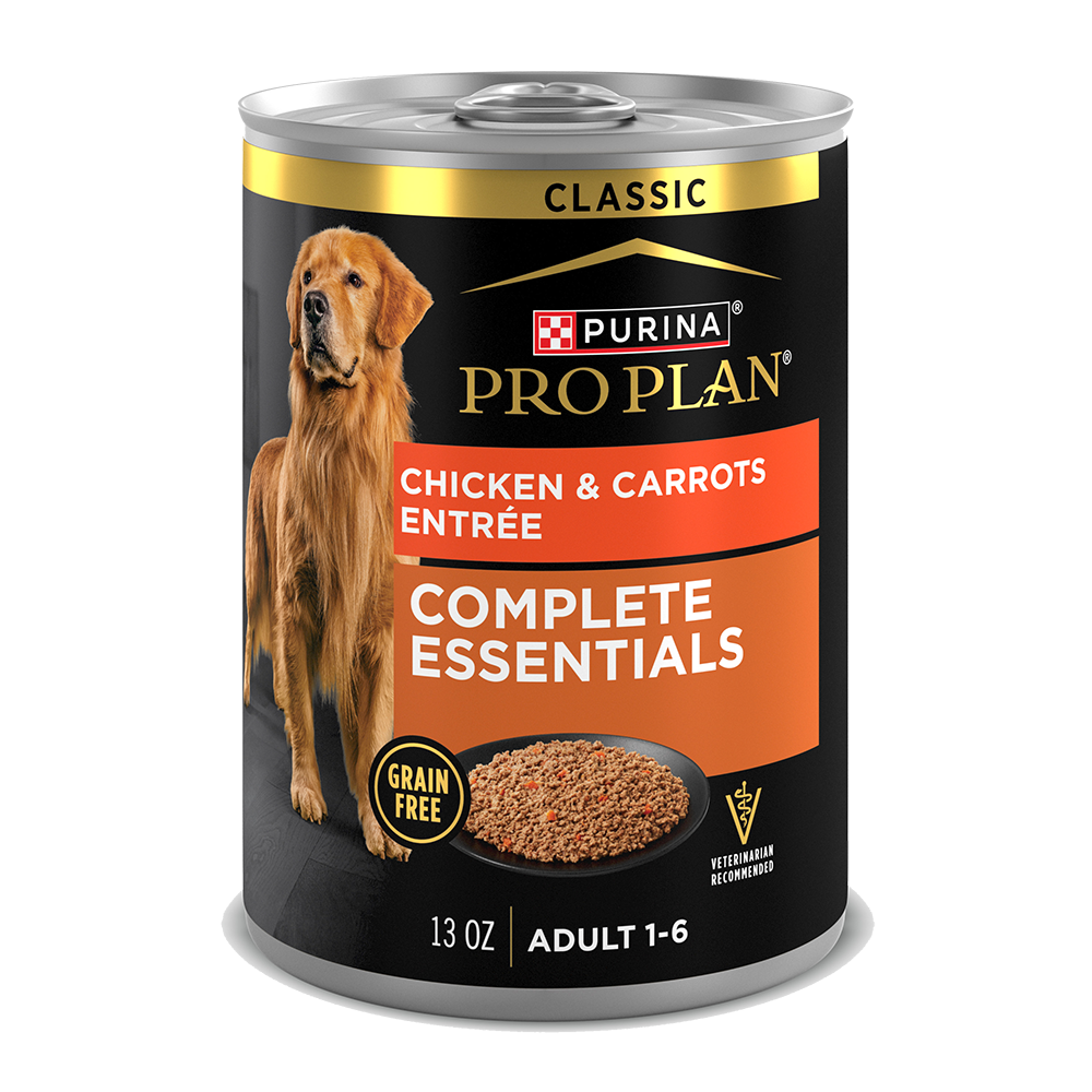 Purina Pro Plan Complete Essentials Grain Free Adult Chicken & Carrots Entrée Classic Wet Dog Food — 13 oz — case of 12