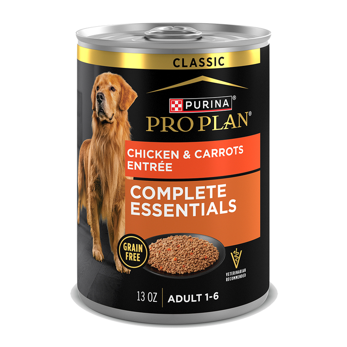 Purina Pro Plan Complete Essentials Grain Free Adult Chicken & Carrots Entrée Classic Wet Dog Food — 13 oz — case of 12