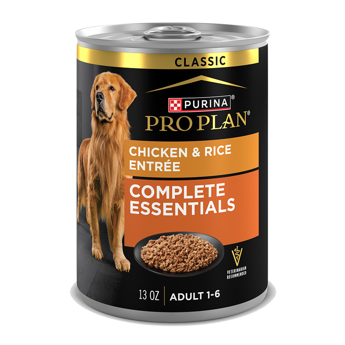 Purina Pro Plan Complete Essentials Adult Chicken & Rice Entrée Classic Wet Dog Food — 13-oz, case of 12