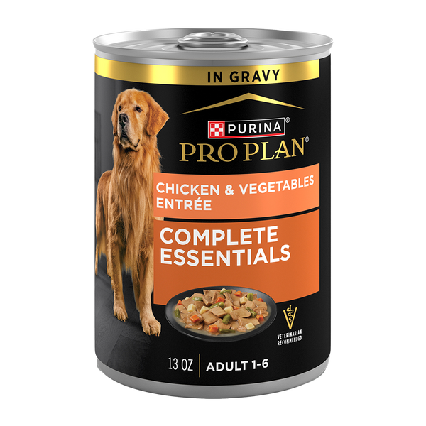 Purina Pro Plan Complete Essentials Adult Chicken & Vegetables Entrée Slices In Gravy Wet Dog Food — 13 oz — case of 12
