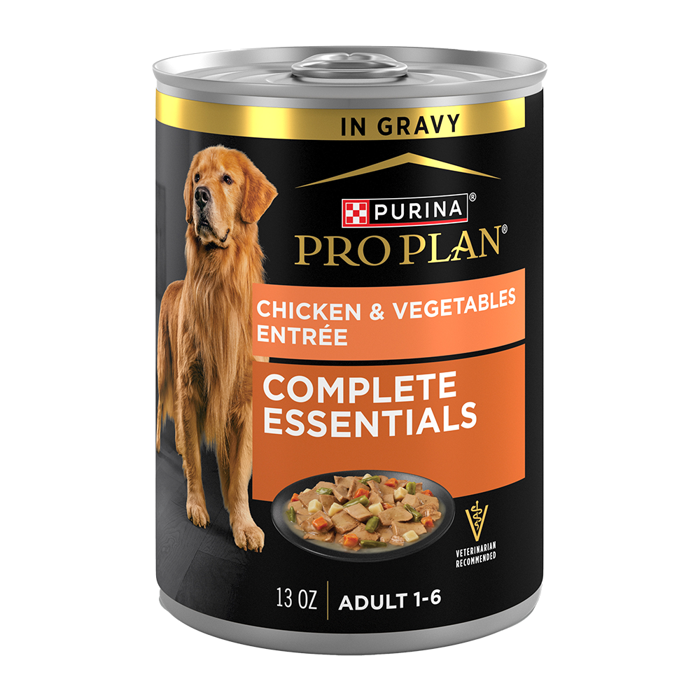 Purina Pro Plan Complete Essentials Adult Chicken & Vegetables Entrée Slices In Gravy Wet Dog Food — 13 oz — case of 12