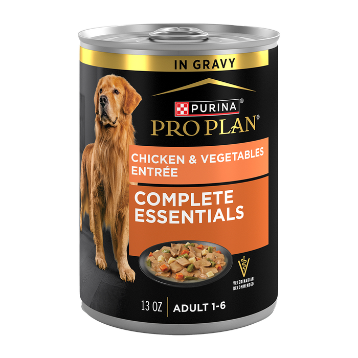 Purina Pro Plan Complete Essentials Adult Chicken & Vegetables Entrée Slices In Gravy Wet Dog Food — 13 oz — case of 12