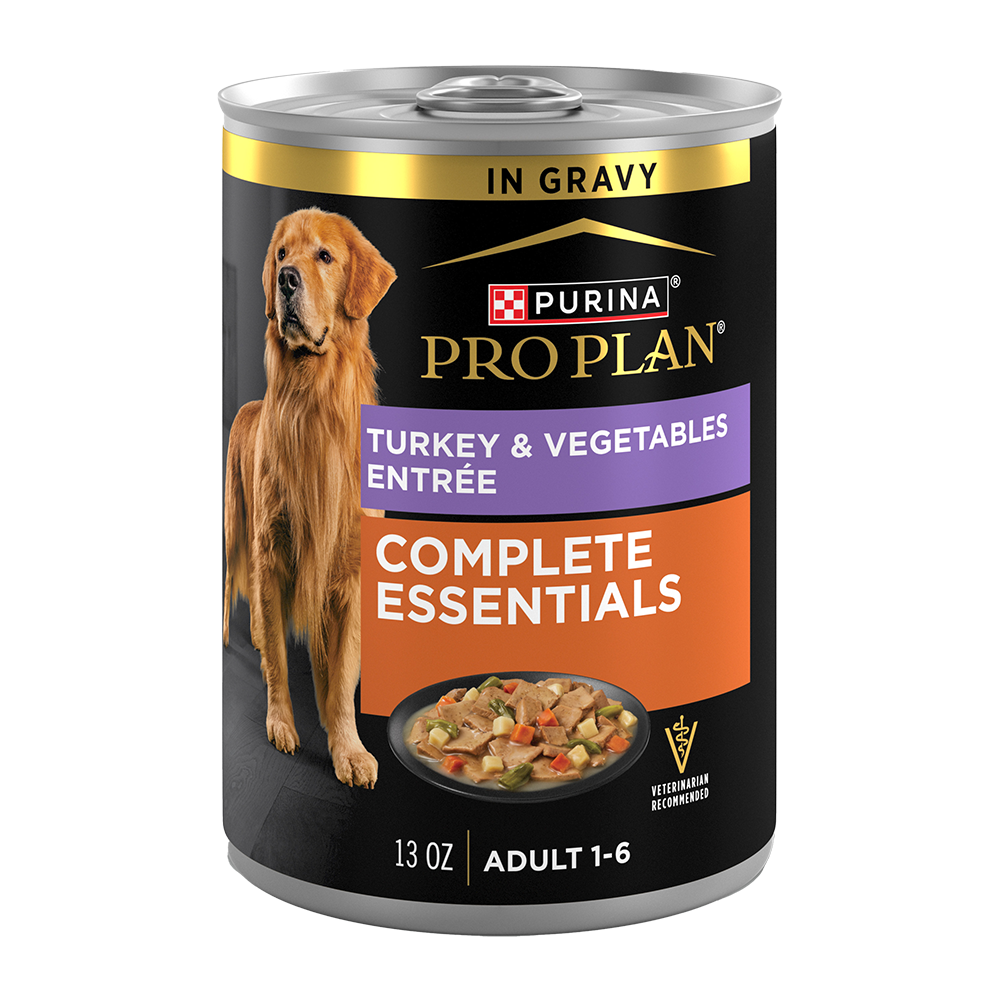 Purina Pro Plan Complete Essentials Adult Turkey & Vegetables Entrée Slices In Gravy Wet Dog Food — 13 oz — case of 12