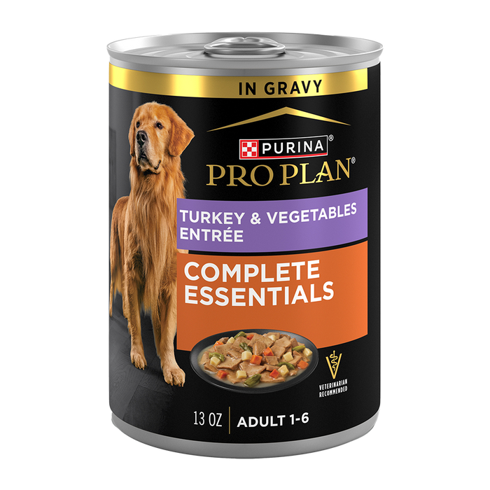 Purina Pro Plan Complete Essentials Adult Turkey & Vegetables Entrée Slices In Gravy Wet Dog Food — 13 oz — case of 12