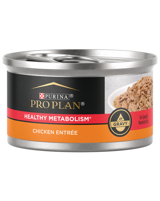 Purina Pro Plan Healthy Metabolism Formula Chicken Entrée In Gravy Wet Cat Food — 3 oz — case of 24