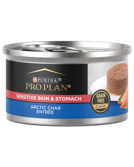 Purina Pro Plan Sensitive Skin & Stomach Arctic Char Entree Grain Free Classic Wet Cat Food — 3 oz — case of 24