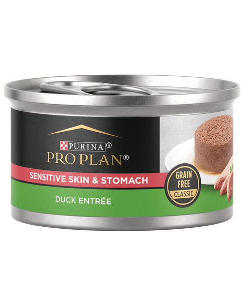 Purina Pro Plan Sensitive Skin & Stomach Duck Entree Grain Free Classic Wet Cat Food — 3 oz — case of 24