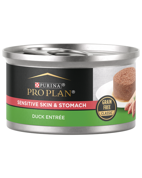Purina Pro Plan Sensitive Skin & Stomach Duck Entree Grain Free Classic Wet Cat Food — 3 oz — case of 24