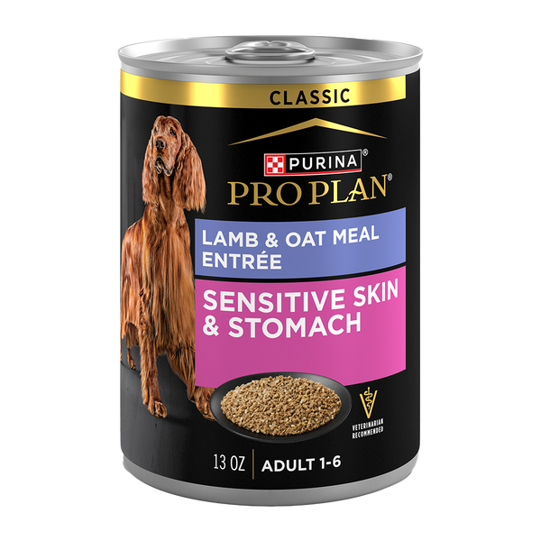 Purina Pro Plan Sensitive Skin & Stomach Lamb & Oat Meal Entrée Classic Wet Dog Food — 13 oz — case of 12