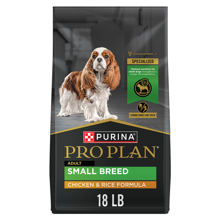 Purina Pro Plan Adult Small Breed Chicken & Rice Formula Dry Dog Food — 18-lb