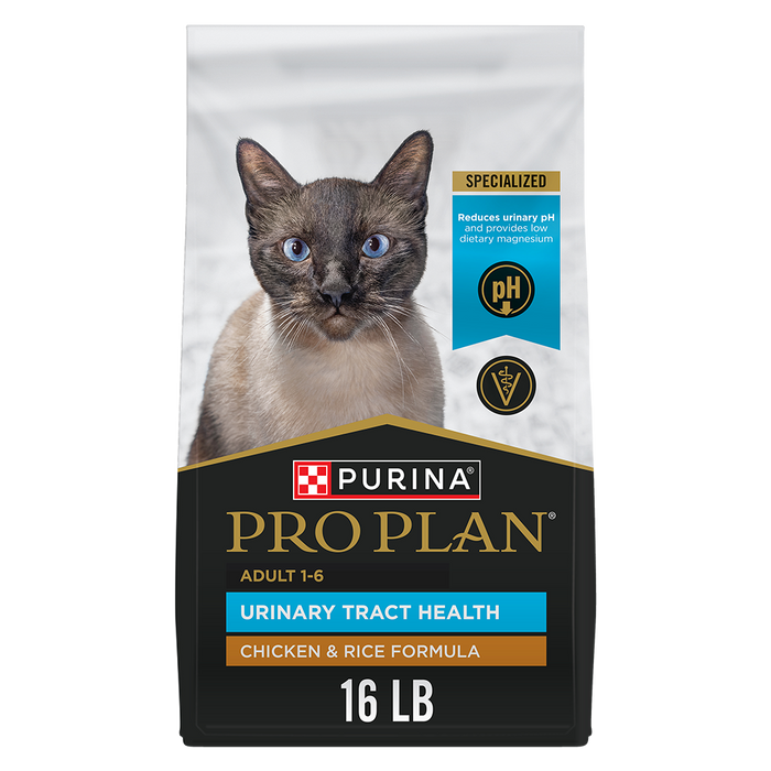 Purina Pro Plan Adult Urinary Tract Health Chicken & Rice Formula Dry Cat Food — 16-lb