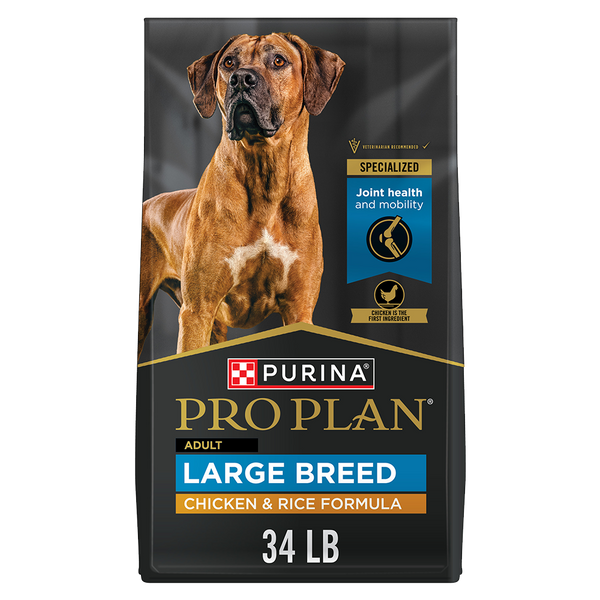 Purina Pro Plan Adult Large Breed Chicken & Rice Formula Dry Dog Food — 34-lb