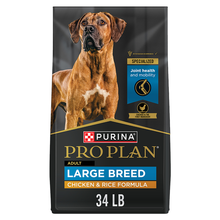 Purina Pro Plan Adult Large Breed Chicken & Rice Formula Dry Dog Food — 34-lb