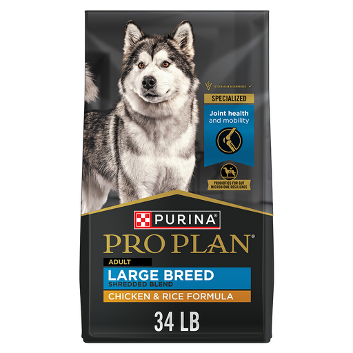 Purina Pro Plan Adult Large Breed Shredded Blend Chicken & Rice Formula Dry Dog Food — 34-lb