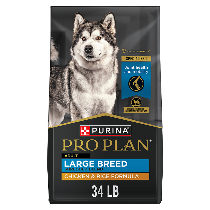 Purina Pro Plan Adult Large Breed Shredded Blend Chicken & Rice Formula Dry Dog Food — 34-lb