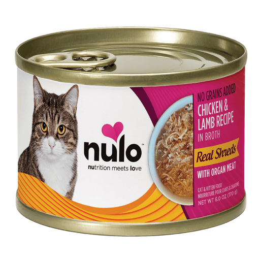 Nulo Real Shreds with Organ Meat Chicken & Lamb Recipe for Cats 6 oz can, sold as case of 8