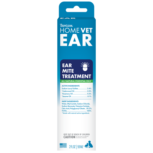 TropiClean HomeVet Ear Mite Treatment for Pets — 2 oz retail package