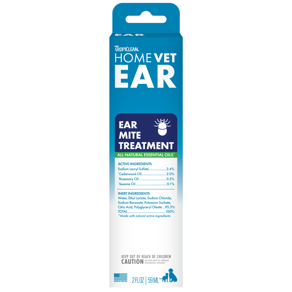 TropiClean HomeVet Ear Mite Treatment for Pets — 2 oz retail package