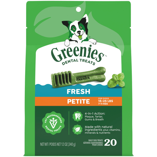 Greenies Fresh Mint Dental Dog Treats Petite — manufacturer recipe-family image; package size may differ