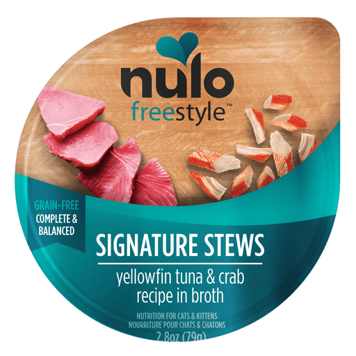 Nulo FreeStyle Signature Stews Yellowfin Tuna & Crab Recipe for Cats - 2.8 oz cup - front package