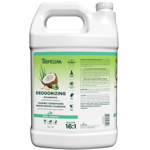 TropiClean Aloe & Coconut Deodorizing Shampoo for Pets, 1 gal — 1 gal retail package