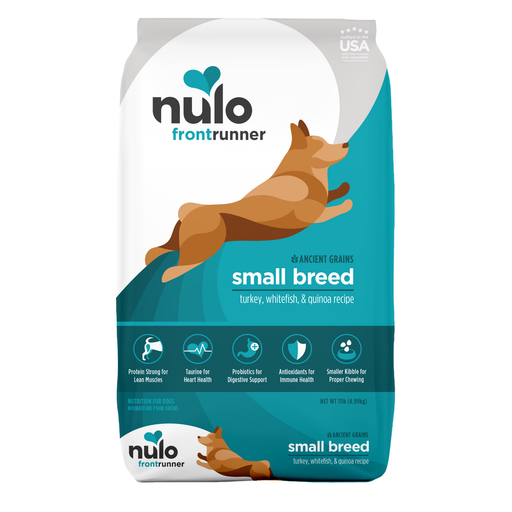 Nulo Frontrunner Small Breed Ancient Grains Turkey, Whitefish & Quinoa Recipe for Dogs - 11 lb bag - front package