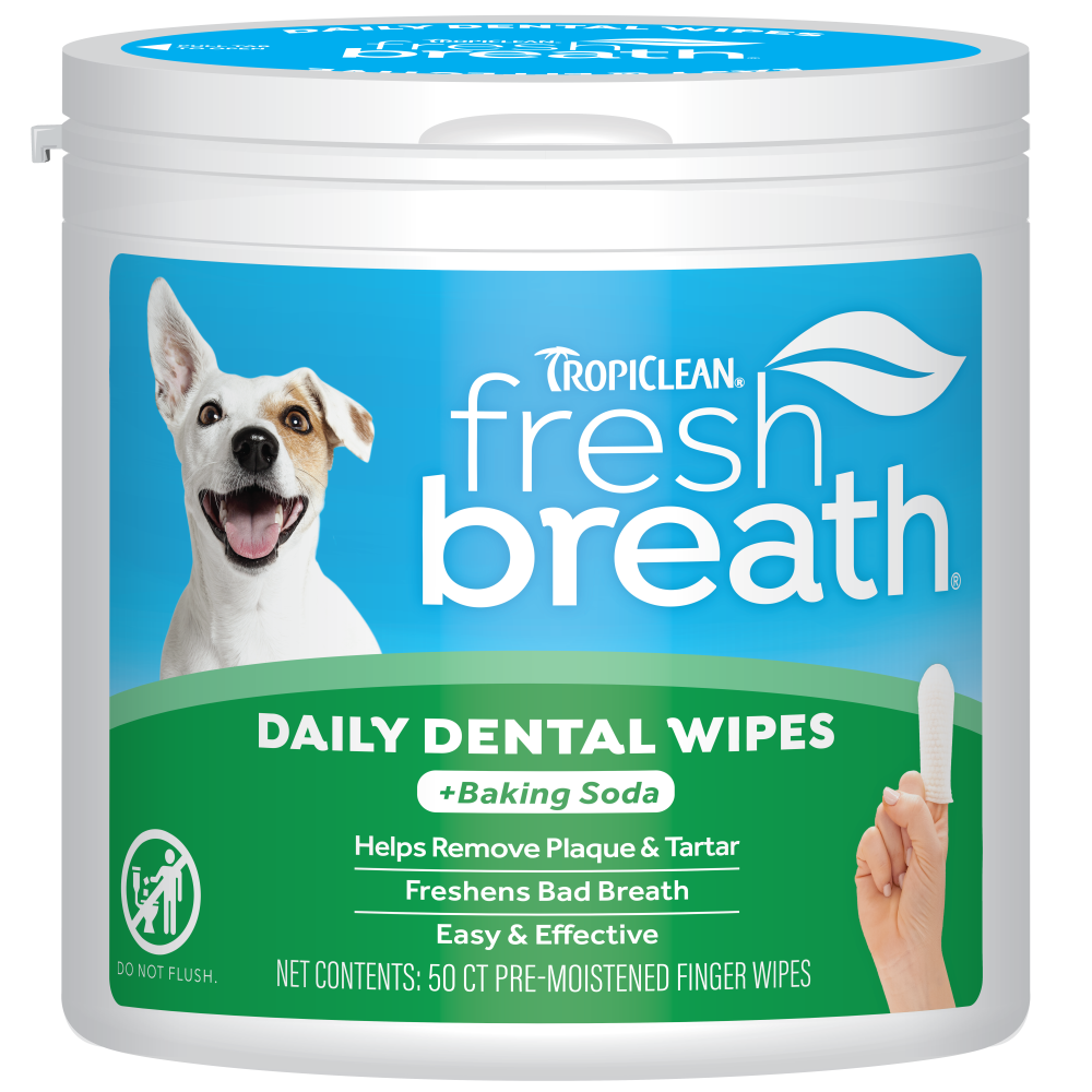 TropiClean Fresh Breath Finger Dental Wipes for Pets — 50 ct retail package