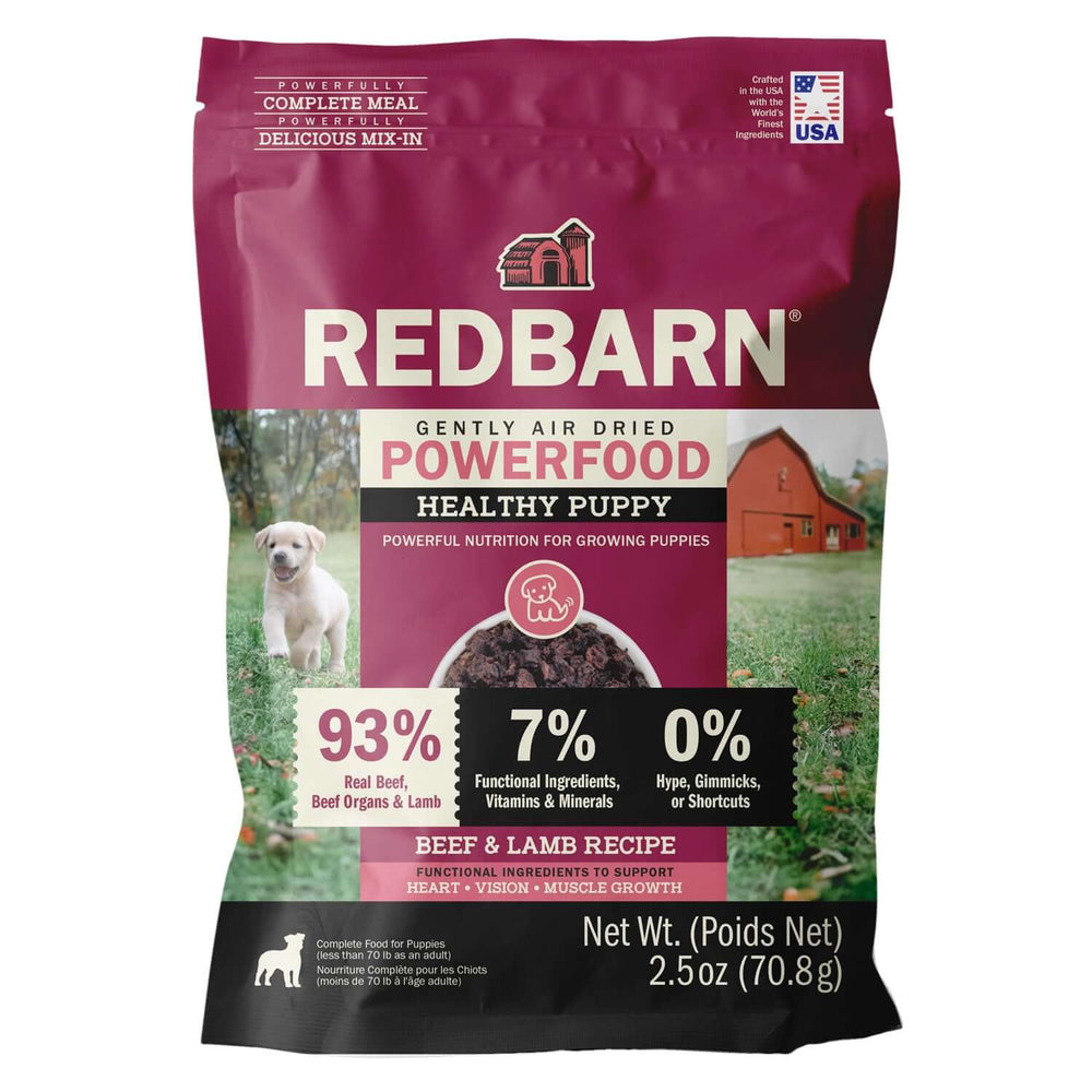 Redbarn Air Dried Powerfood Healthy Puppy Beef & Lamb Recipe — Case of 12 — Trial Size 2.5 oz Bags