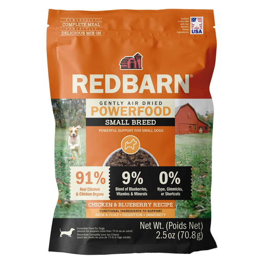 Redbarn Air Dried Powerfood Small Breed Chicken & Blueberry Recipe — Case of 12 — Trial Size 2.5 oz Bags