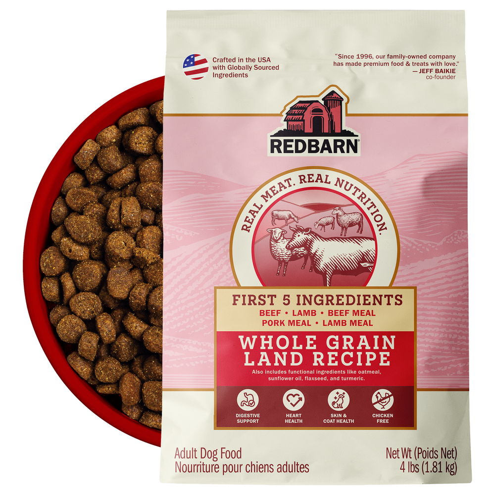 Redbarn First-Five Kibble Whole Grain Land Recipe — Case of 5 — 4lb