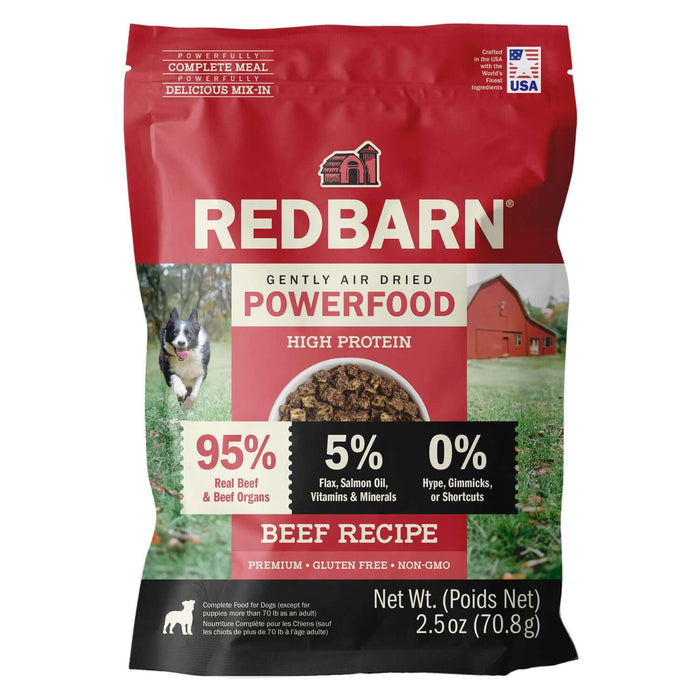 Redbarn Air Dried Powerfood High Protein Beef Recipe — Case of 12 — Trial Size 2.5oz Bag
