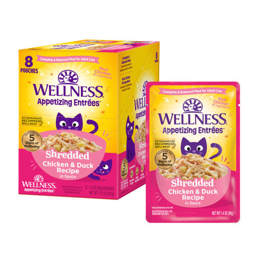 Wellness Appetizing Entrees  Shredded Chicken & Duck Recipe in Sauce — 1.4-oz, case of 24; Case of 24 × 1.4-oz containers